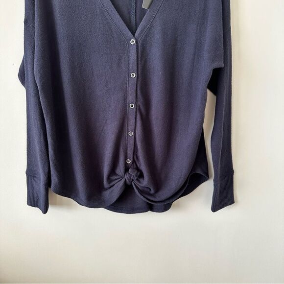 Nwt-Abercrombie & Fitch Super Soft Knot Front Navy Long Sleeve (Size:Small) - Picture 7 of 9